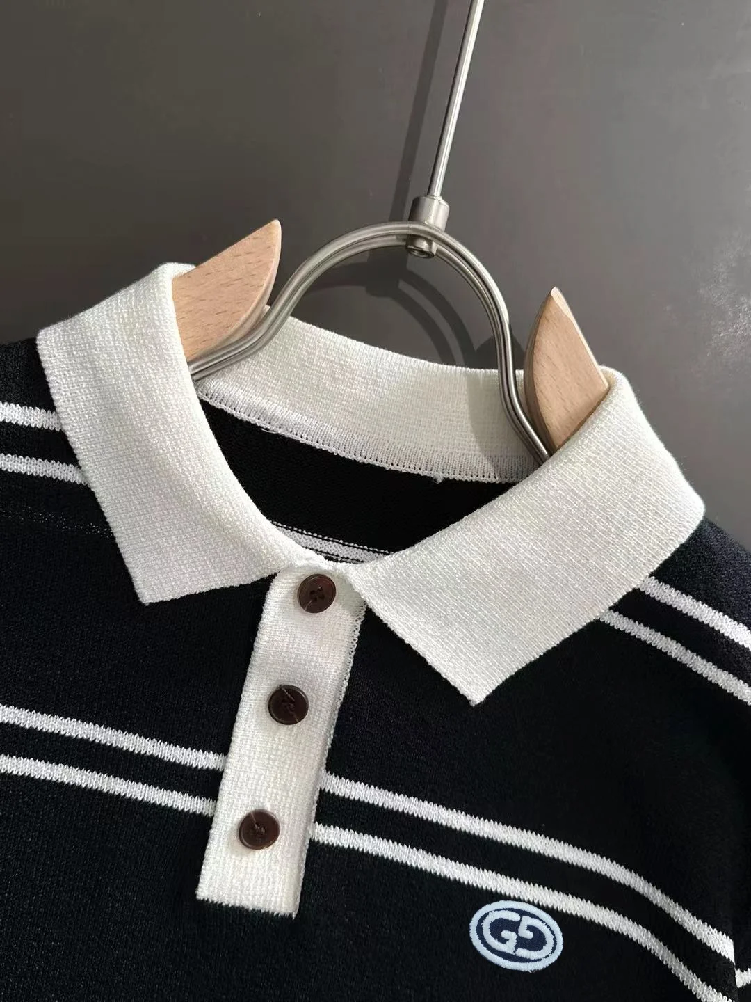 Striped Knit Cotton Polo Shirt D20015261 — view 3