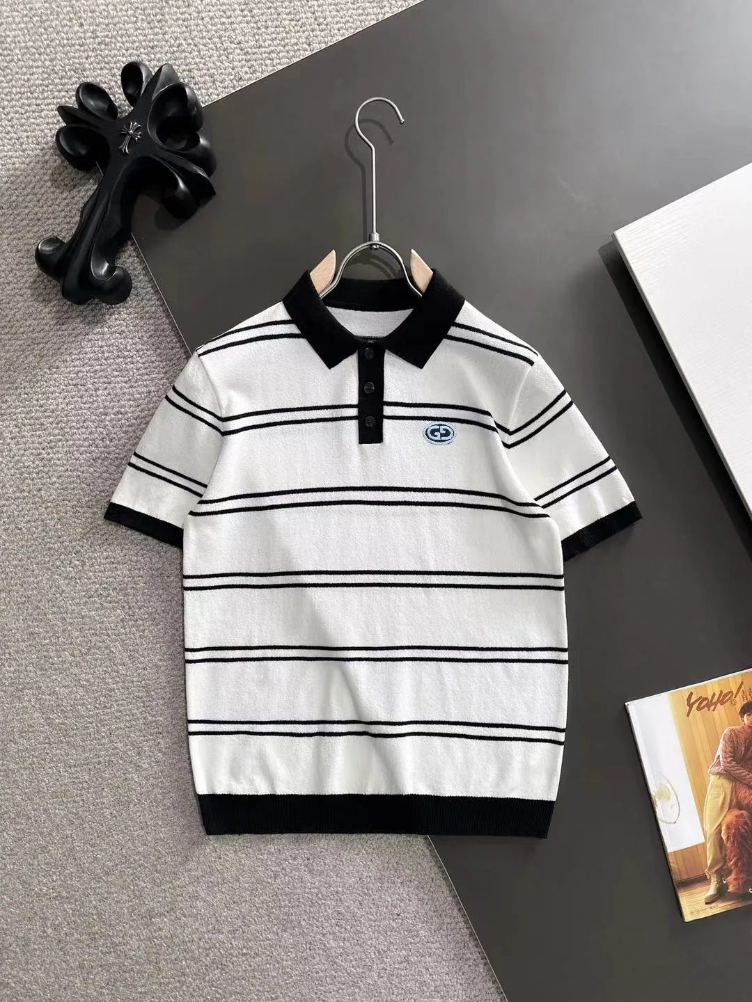 Striped Knit Polo Shirt D20015260