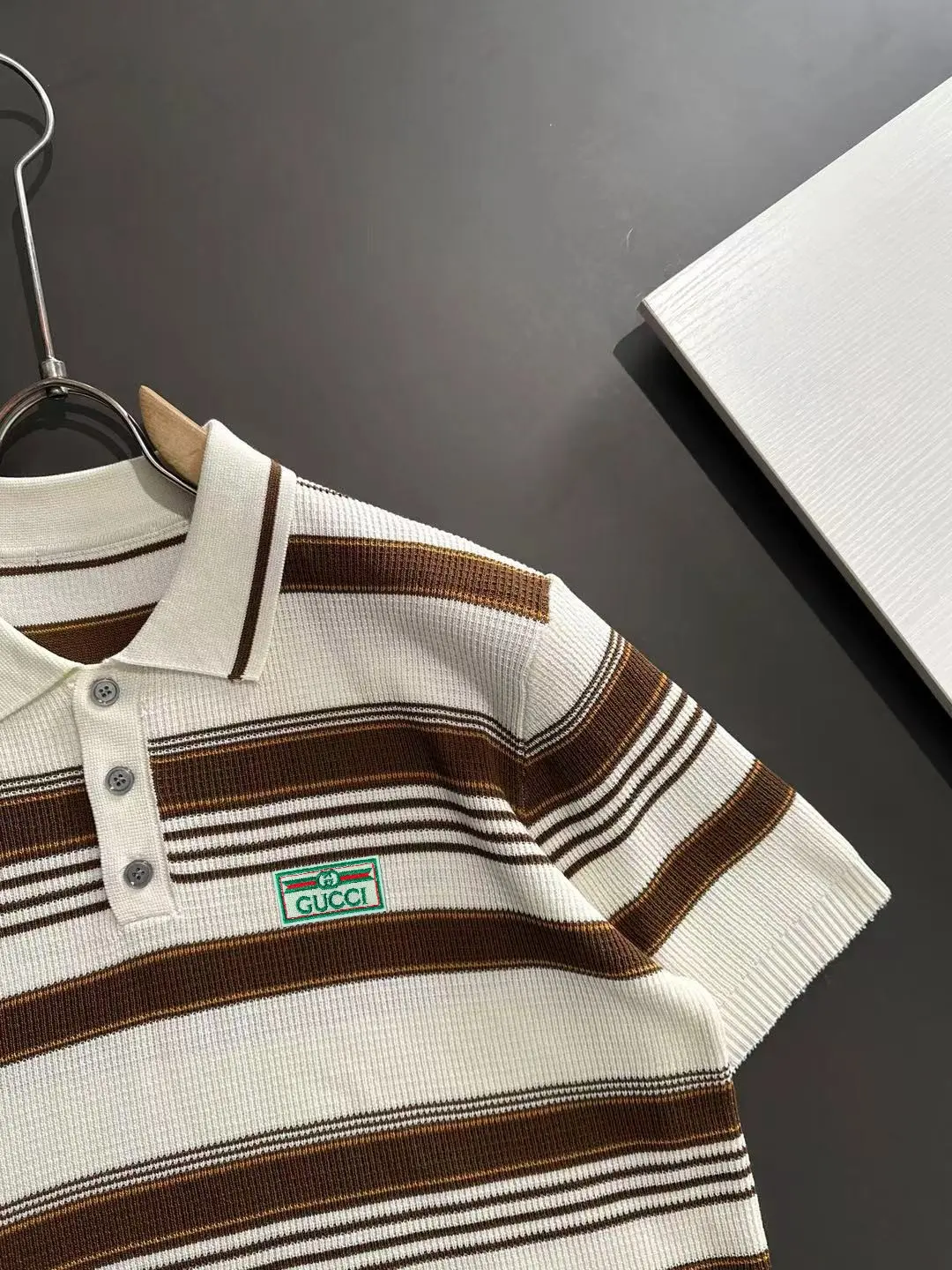 Striped Waffle-Knit Polo Shirt D20015276 — view 2