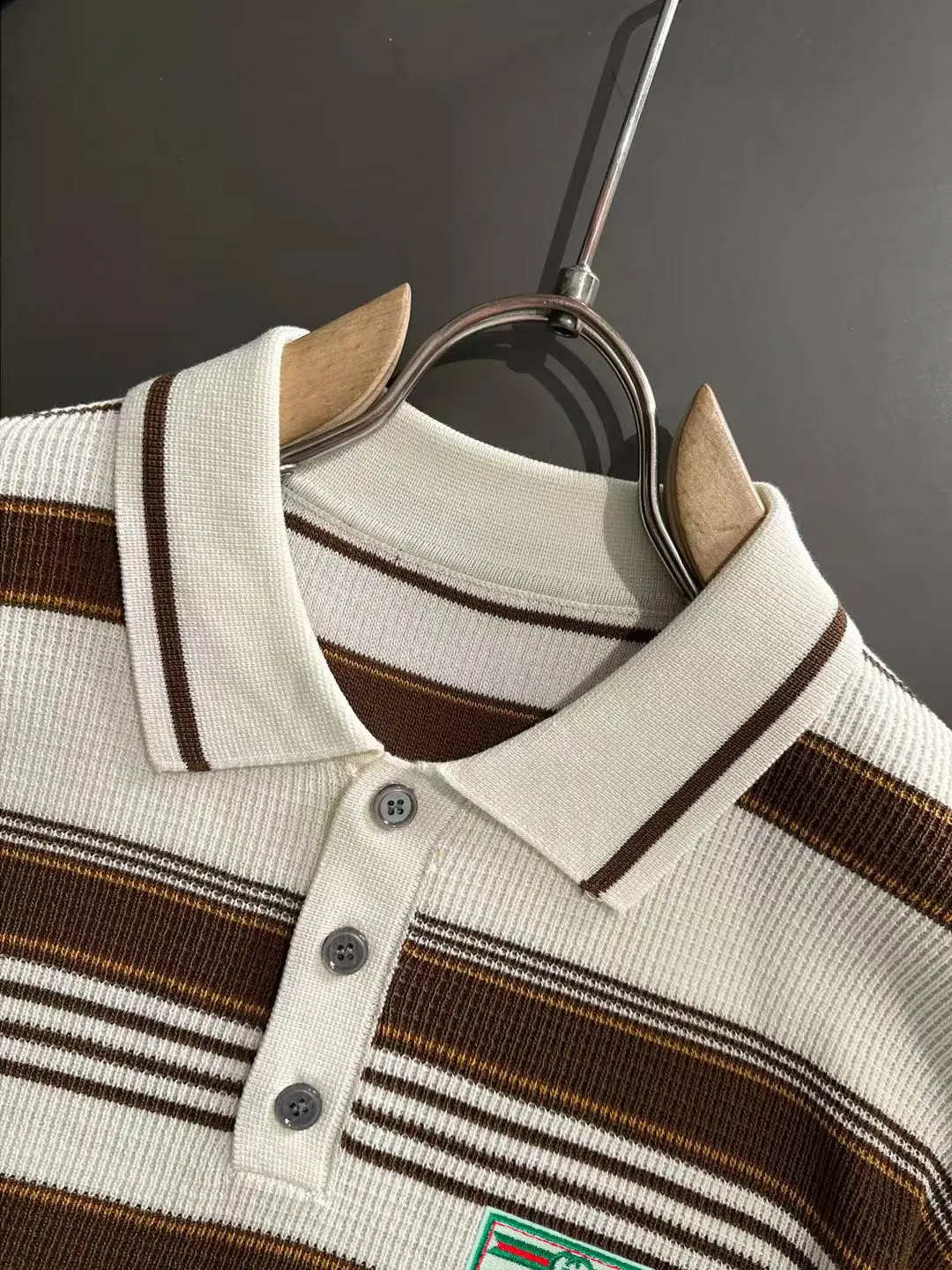 Striped Waffle-Knit Polo Shirt D20015276 — view 3