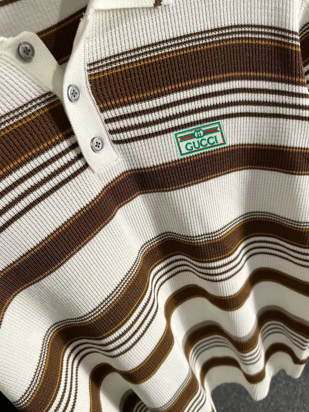 Striped Waffle-Knit Polo Shirt D20015276 — view 7