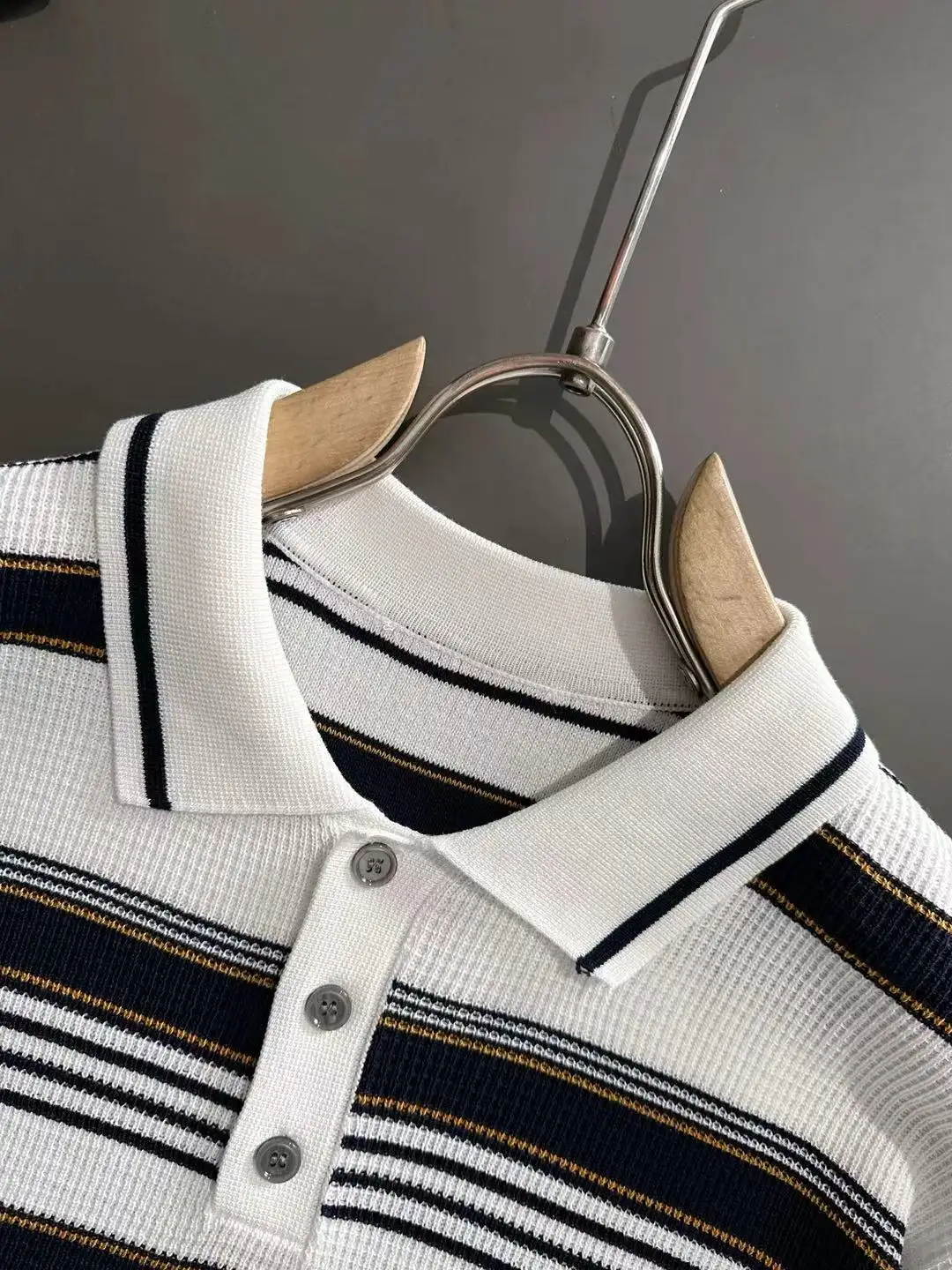 Striped Waffle-Knit Polo Shirt D20015277 — view 3