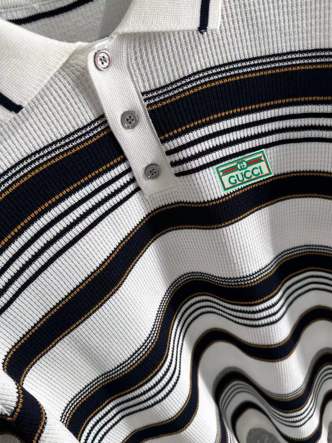 Striped Waffle-Knit Polo Shirt D20015277 — view 7