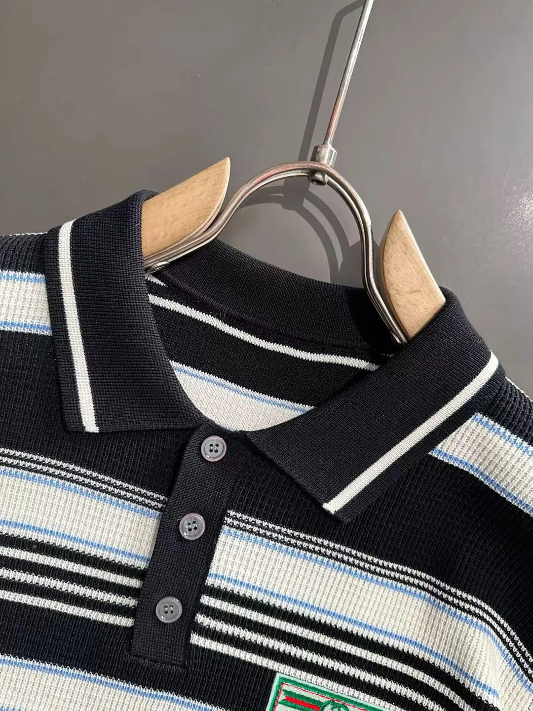 Striped Waffle-Knit Polo Shirt D20015278 — view 3