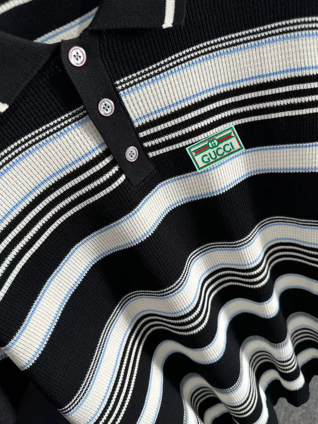 Striped Waffle-Knit Polo Shirt D20015278 — view 7