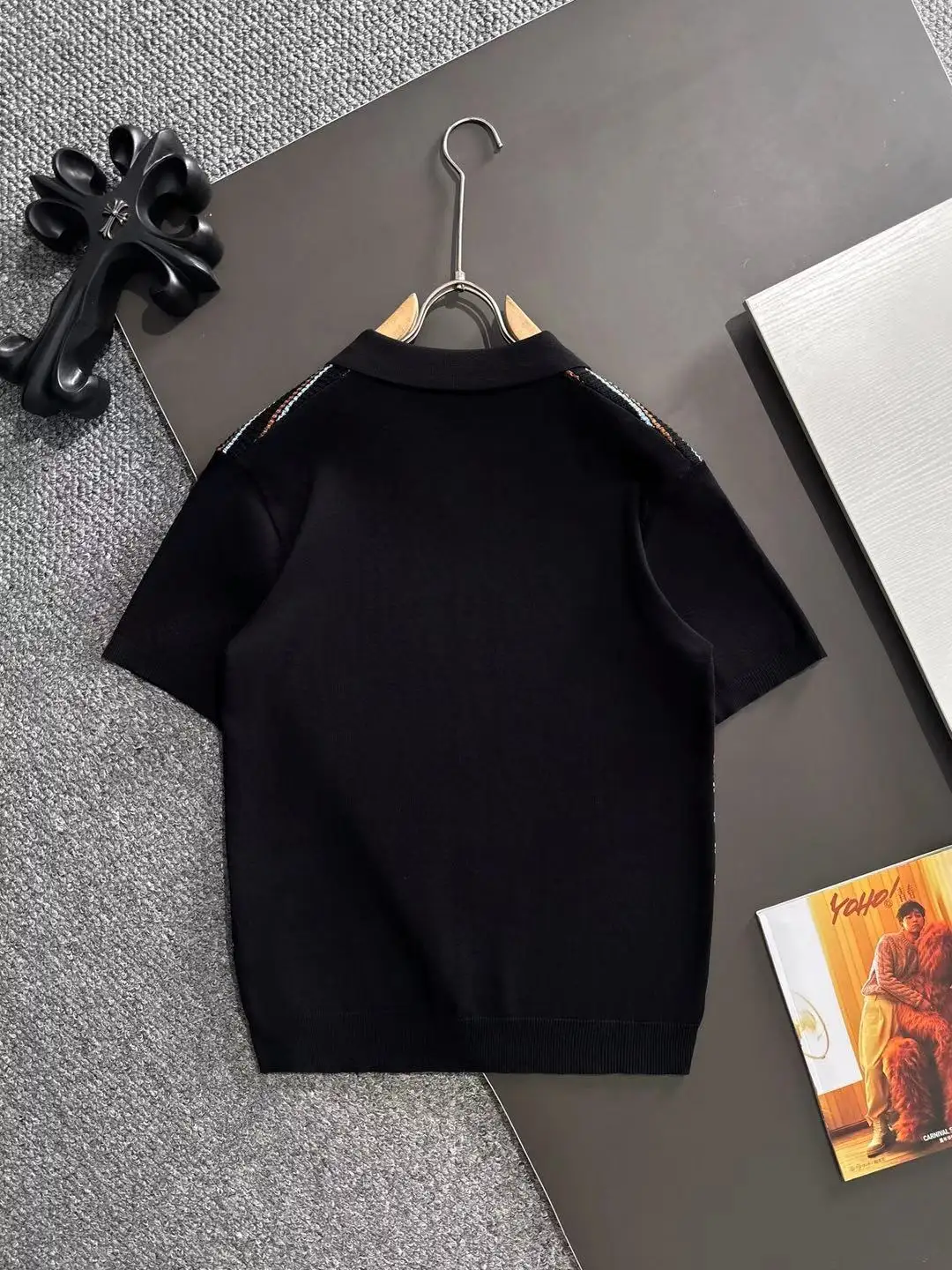Striped Knit V-Neck Polo Shirt D20015263 — view 9