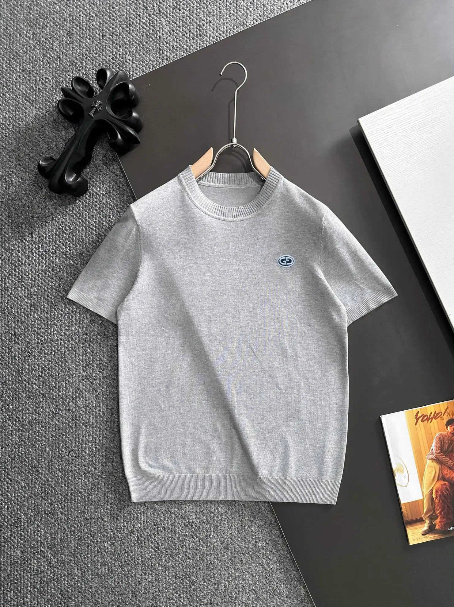 Logo-Embroidered Silk-Blend Knit T-Shirt D20015207