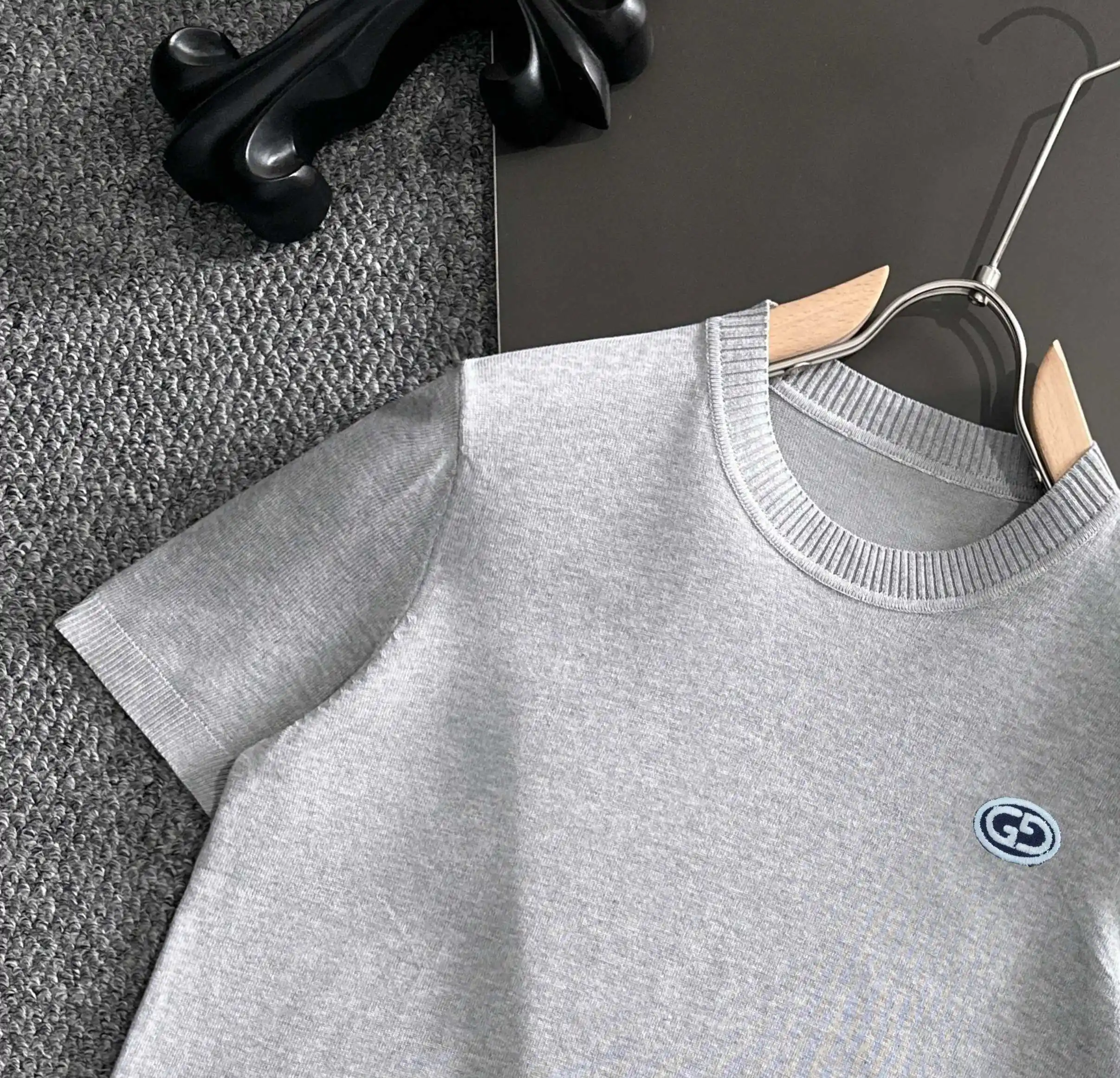 Logo-Embroidered Silk-Blend Knit T-Shirt D20015207 — view 3