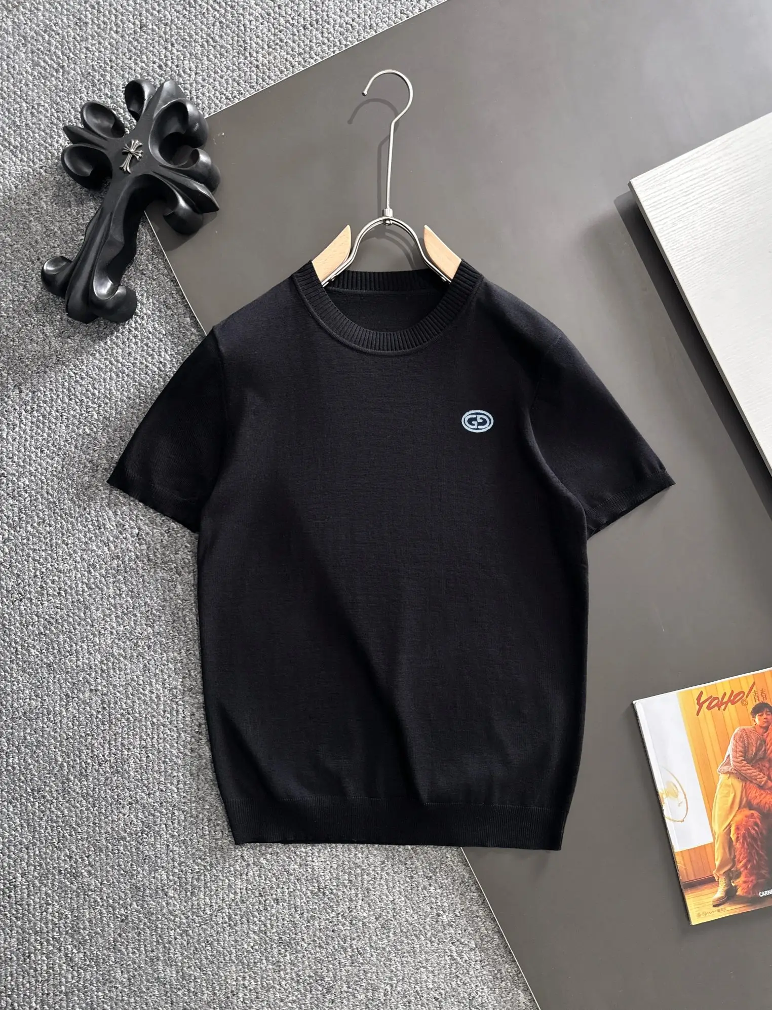 Logo-Embroidered Silk-Blend Knit T-Shirt D20015206