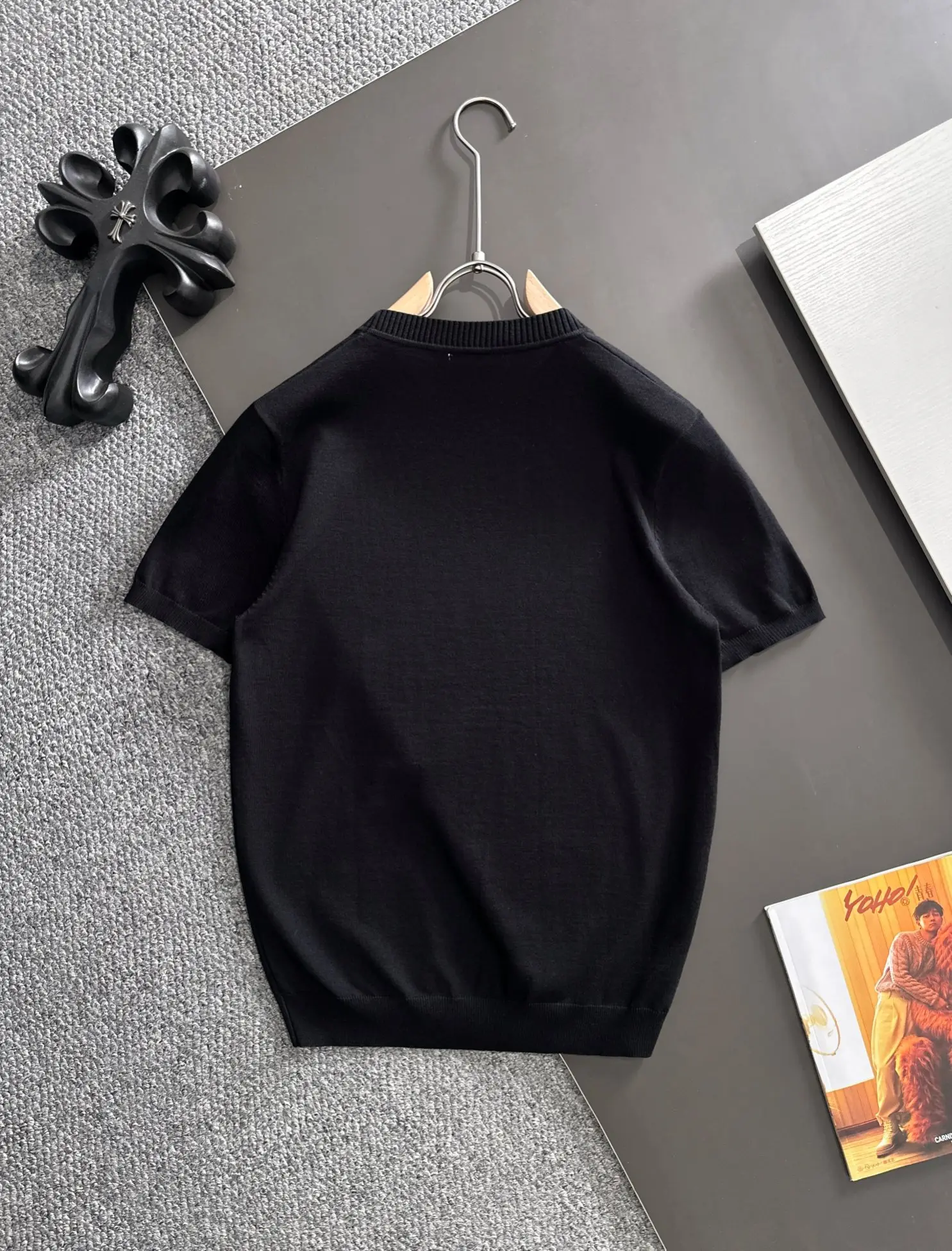 Logo-Embroidered Silk-Blend Knit T-Shirt D20015206 — view 9