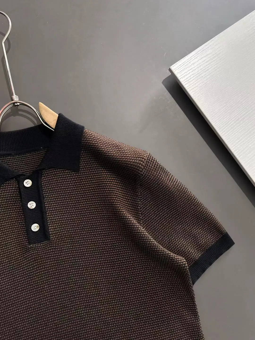 Textured Knit Striped Polo Shirt D20015268 — view 2