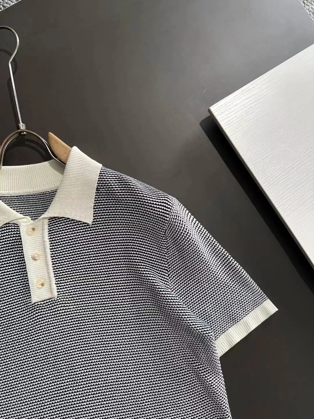 Textured Stripe Knit Polo Shirt D20015266 — view 2