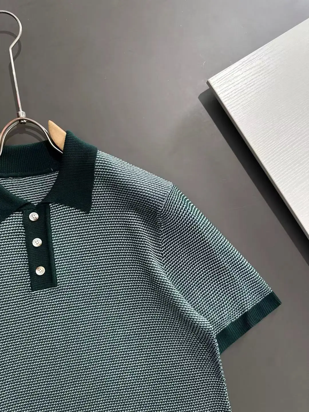 Textured Striped Knit Polo Shirt D20015267 — view 2