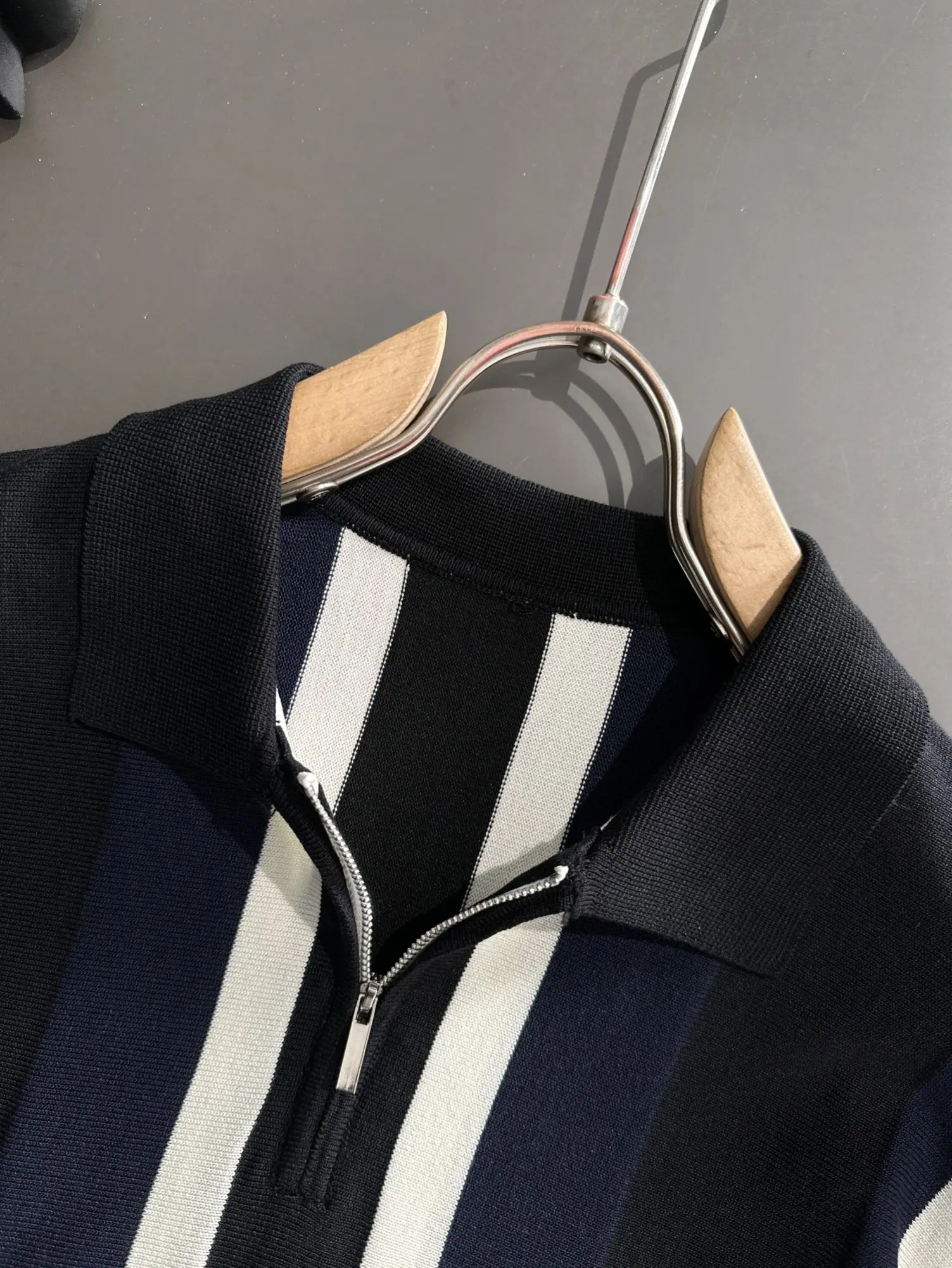 Striped Knit Half-Zip Polo Shirt D20015265 — view 3