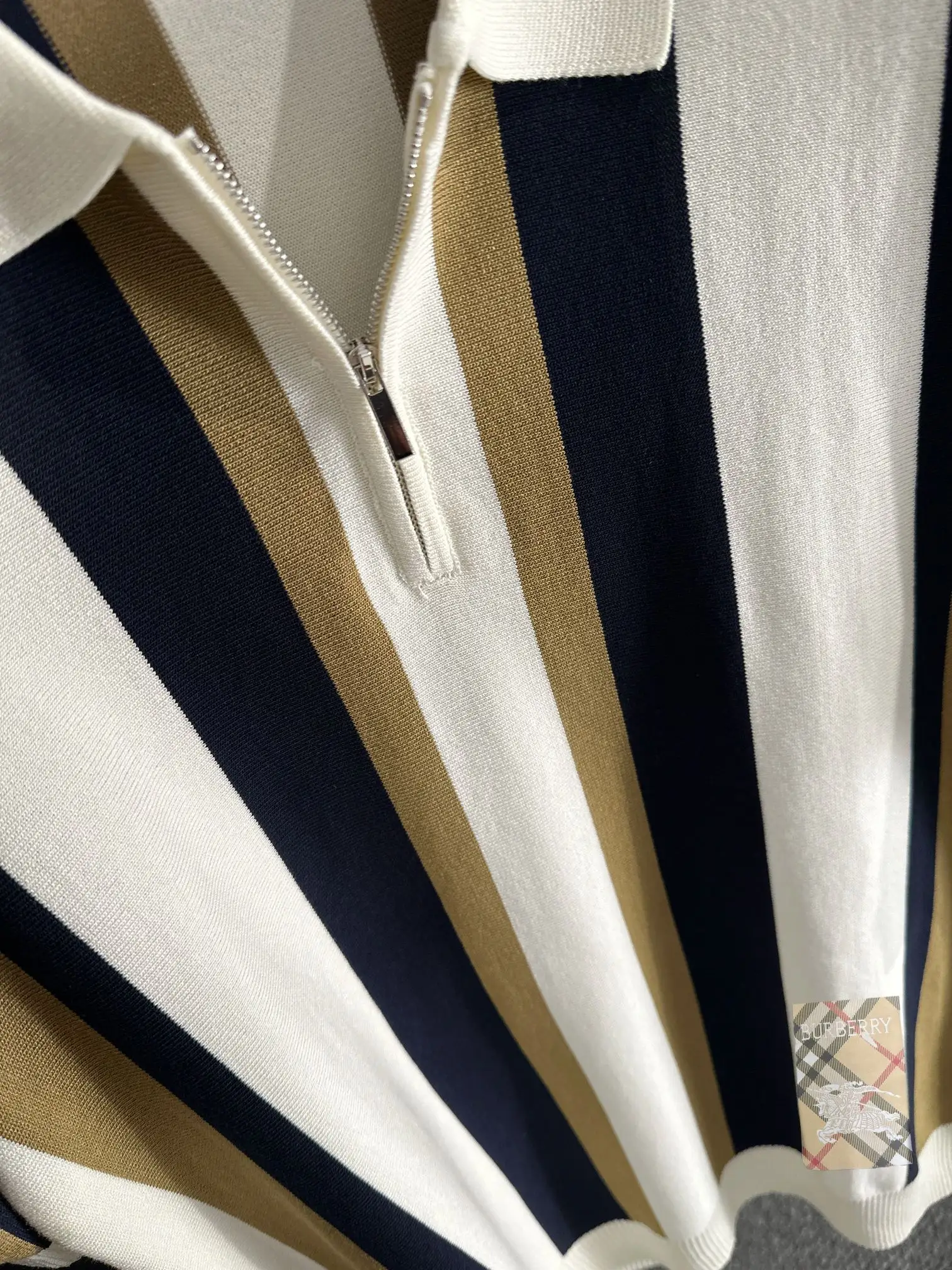 Striped Knit Half-Zip Polo Shirt D20015264 — view 8