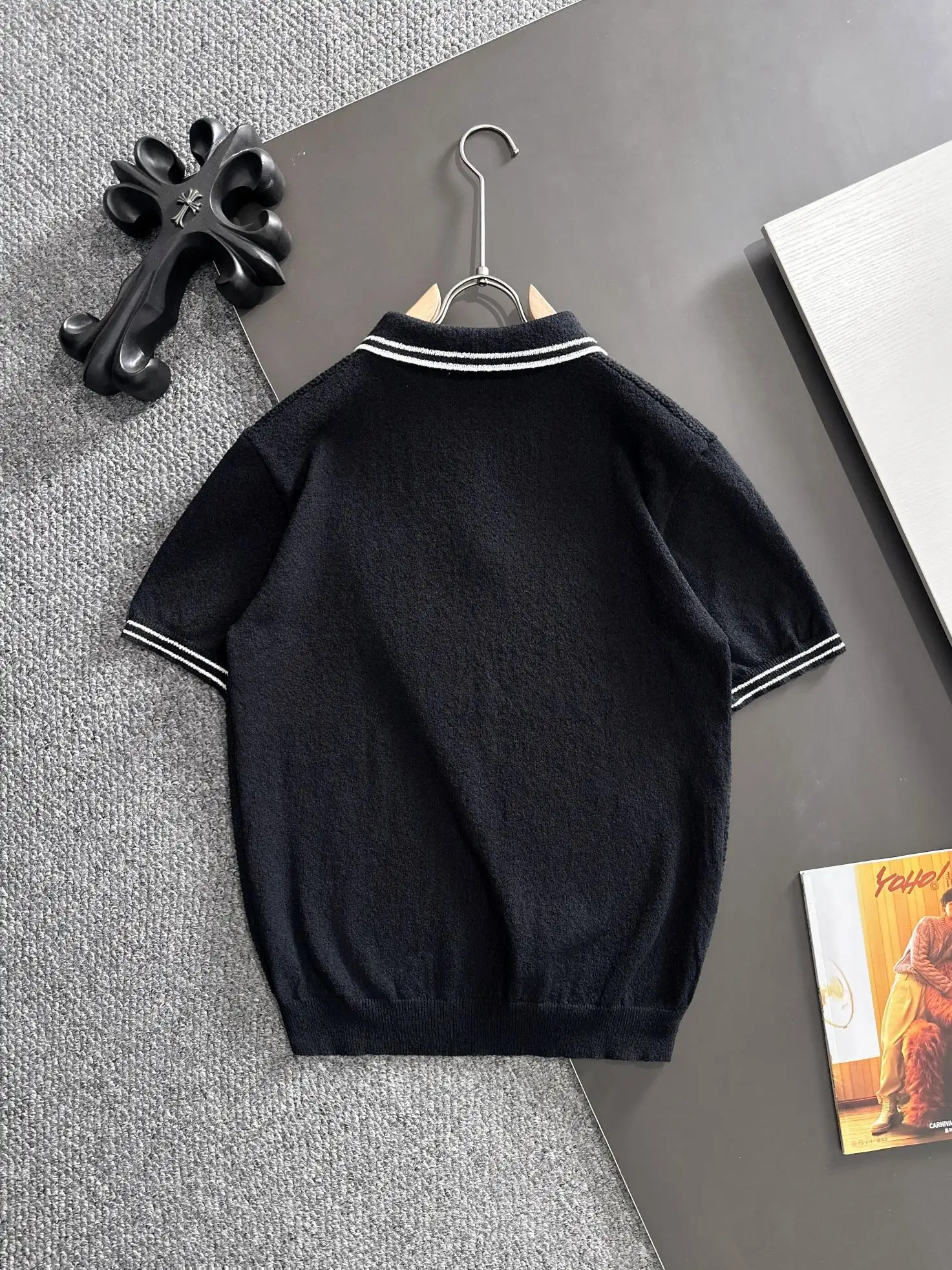 Contrast-Trim Half-Zip Knit Polo Shirt D20015195 — view 9