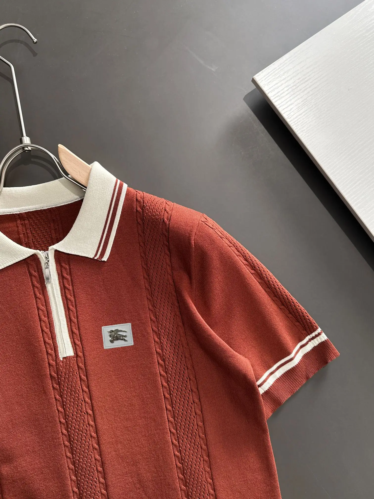 Half-Zip Cable-Knit Silk-Blend Polo Shirt D20015220 — view 2