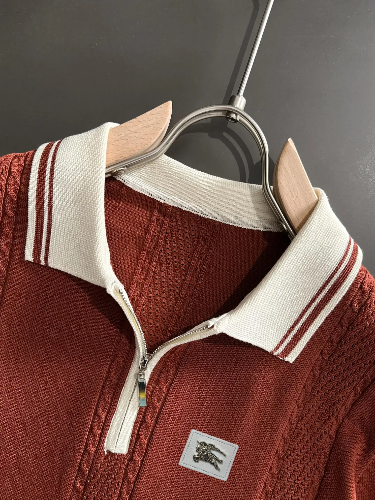 Half-Zip Cable-Knit Silk-Blend Polo Shirt D20015220 — view 3
