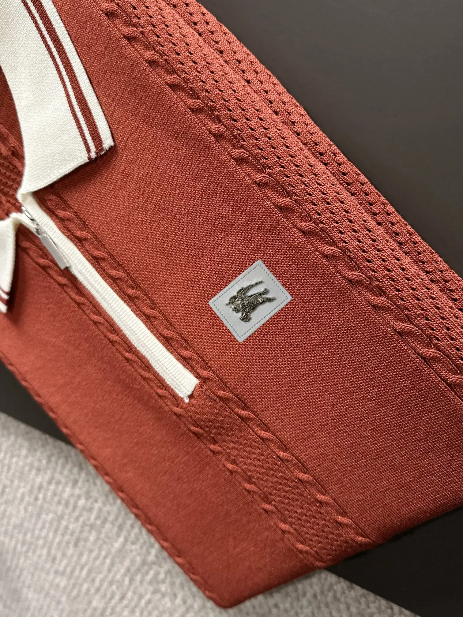 Half-Zip Cable-Knit Silk-Blend Polo Shirt D20015220 — view 6