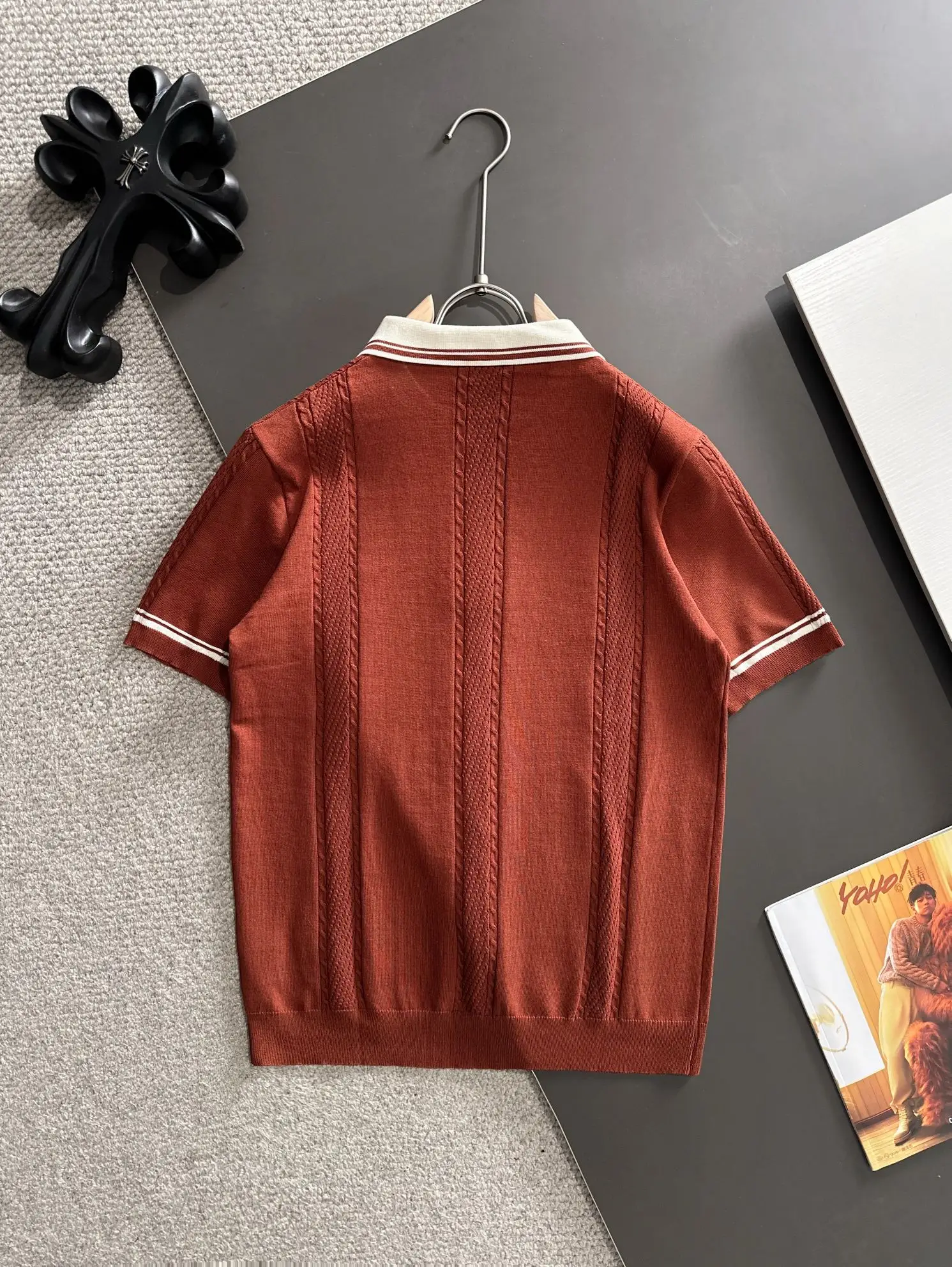 Half-Zip Cable-Knit Silk-Blend Polo Shirt D20015220 — view 9
