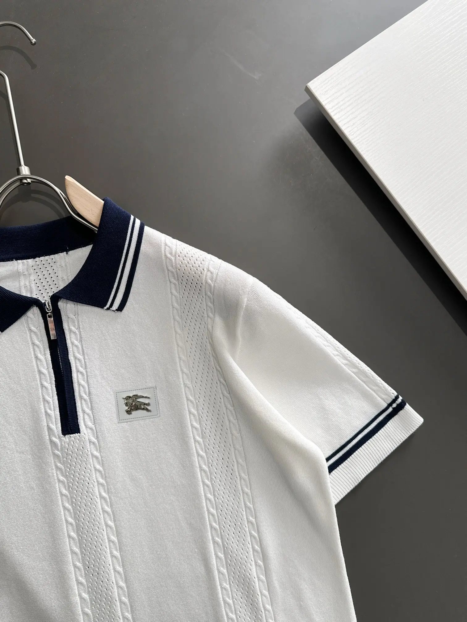 Contrast-Tip Half-Zip Knit Polo Shirt D20015219 — view 2