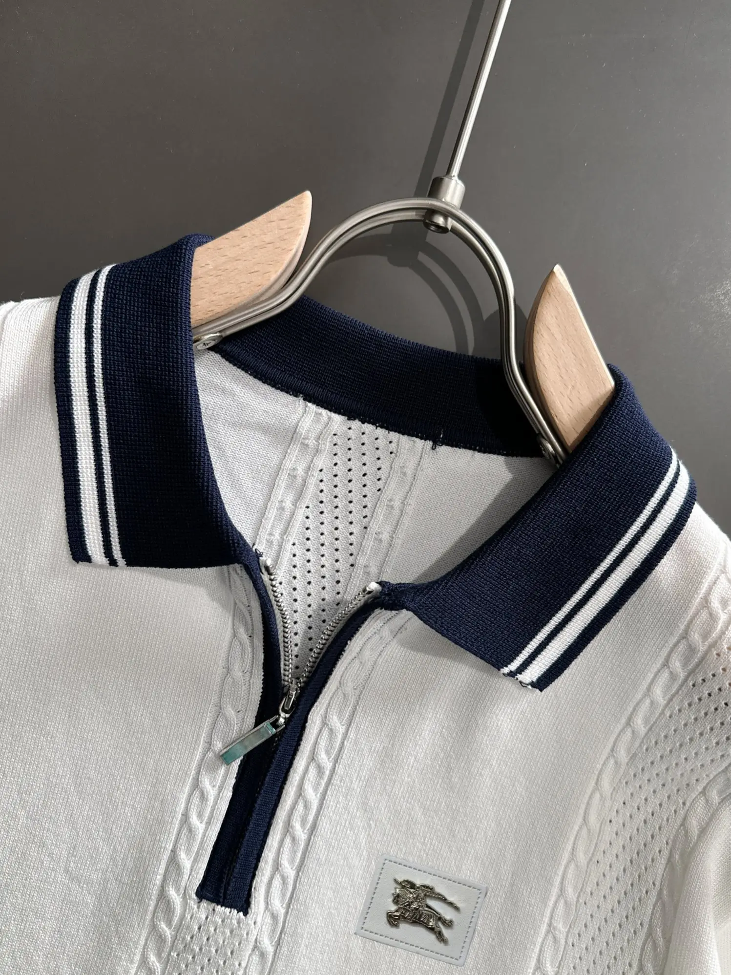 Contrast-Tip Half-Zip Knit Polo Shirt D20015219 — view 3
