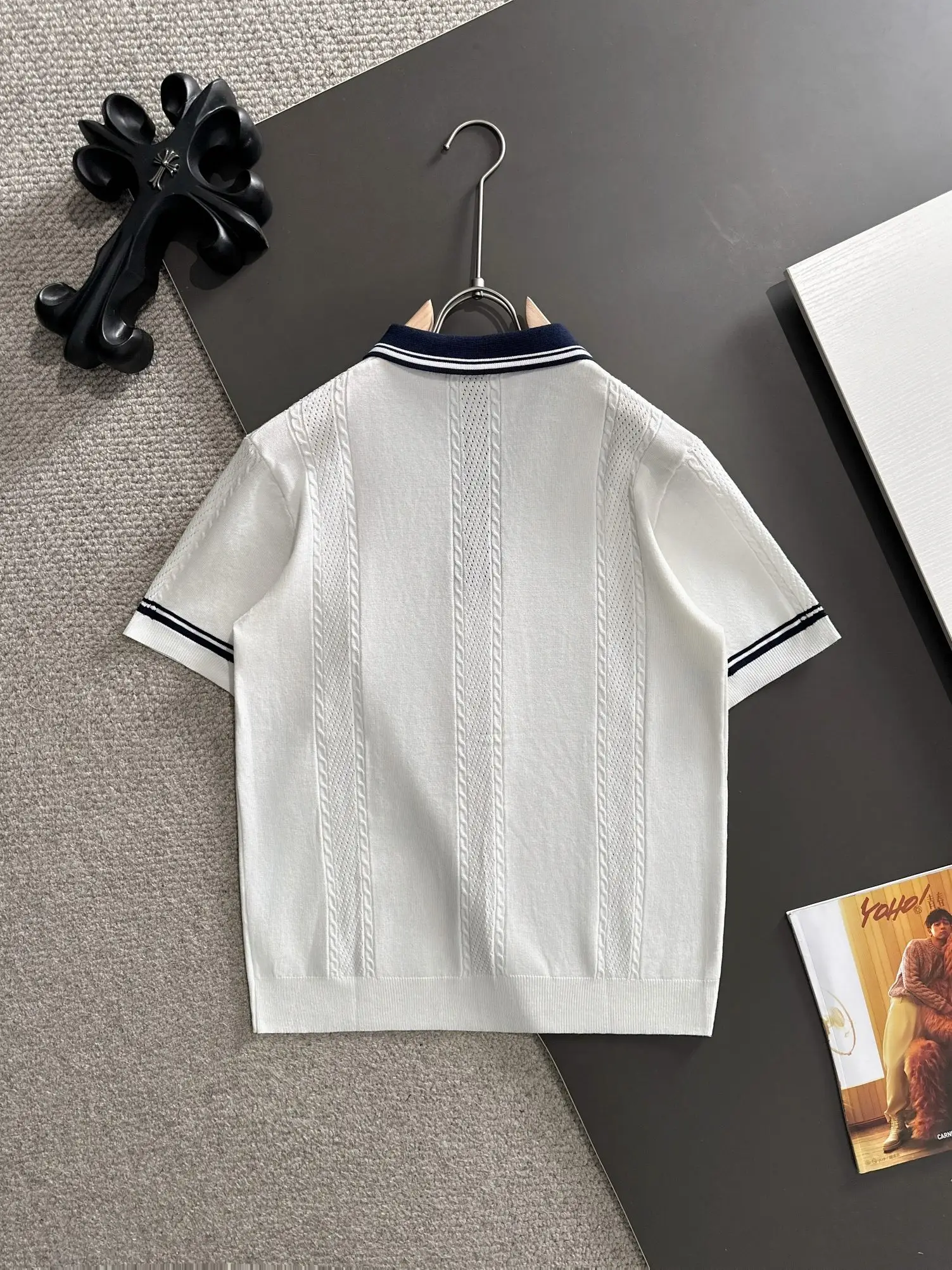 Contrast-Tip Half-Zip Knit Polo Shirt D20015219 — view 9