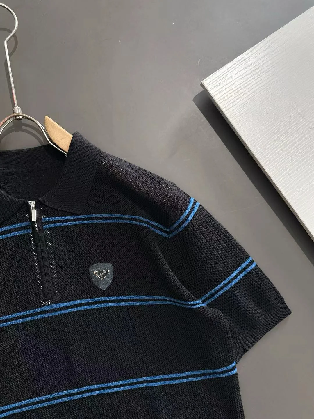 Striped Knit Half-Zip Polo Shirt D20015193 — view 2
