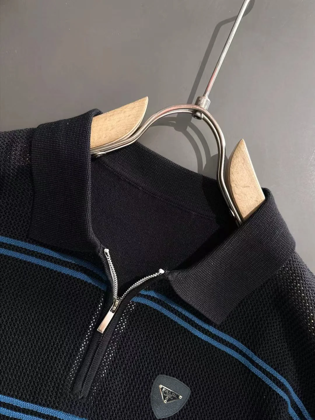 Striped Knit Half-Zip Polo Shirt D20015193 — view 3