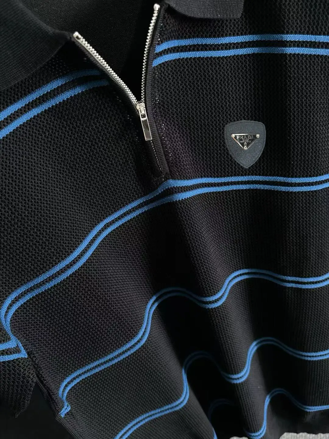 Striped Knit Half-Zip Polo Shirt D20015193 — view 7
