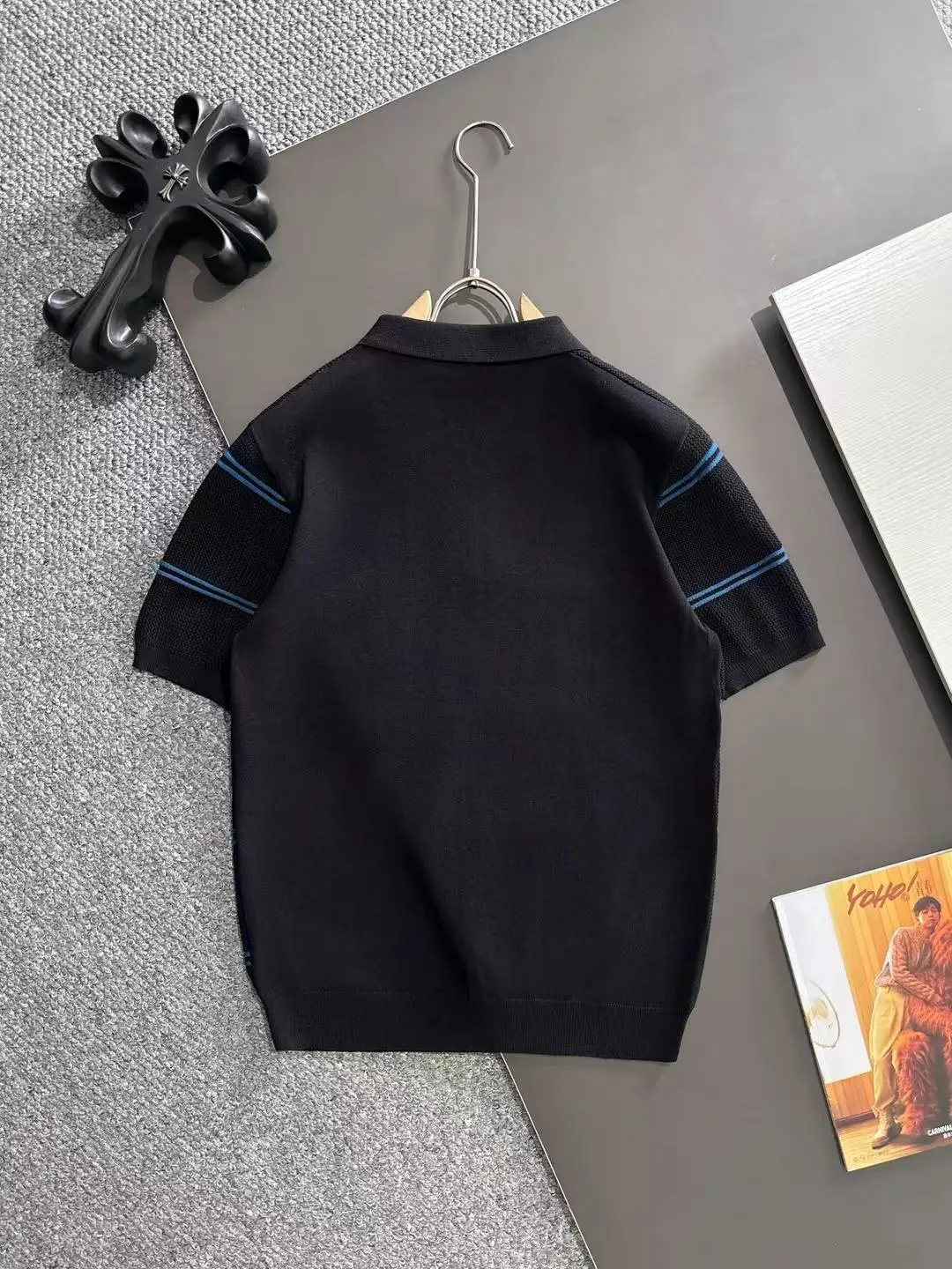 Striped Knit Half-Zip Polo Shirt D20015193 — view 9