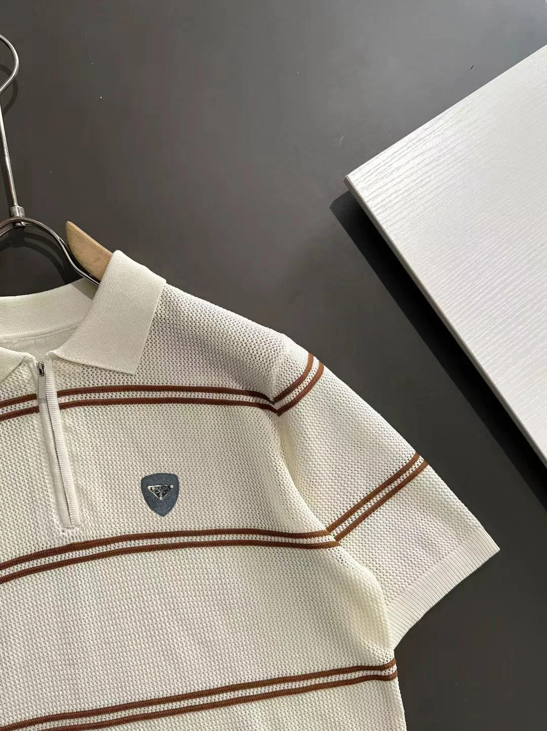 Striped Knit Half-Zip Polo Shirt D20015194 — view 2
