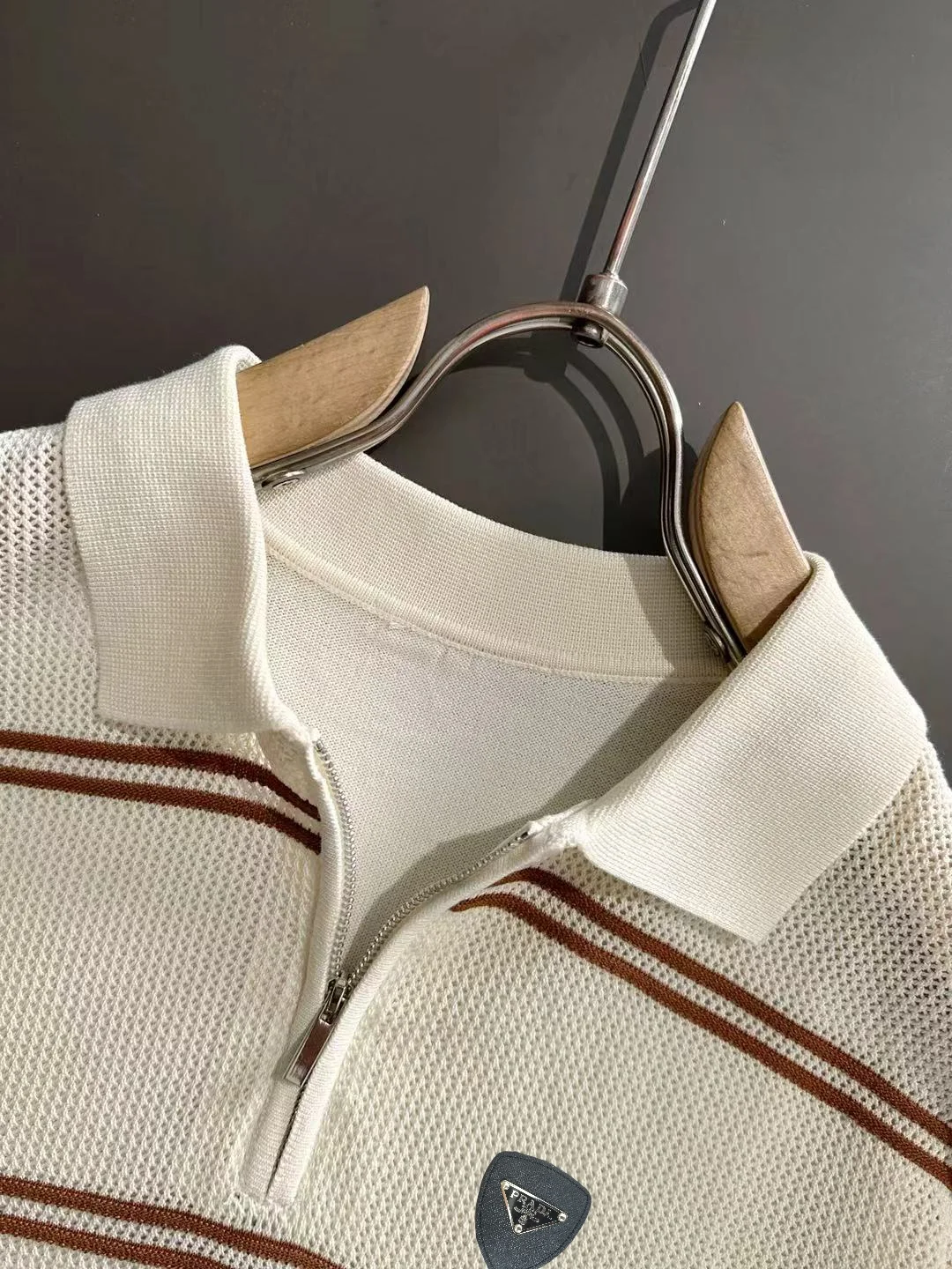 Striped Knit Half-Zip Polo Shirt D20015194 — view 3