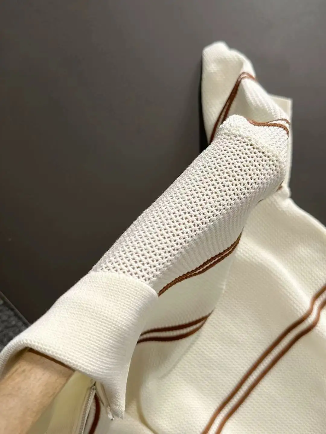 Striped Knit Half-Zip Polo Shirt D20015194 — view 4