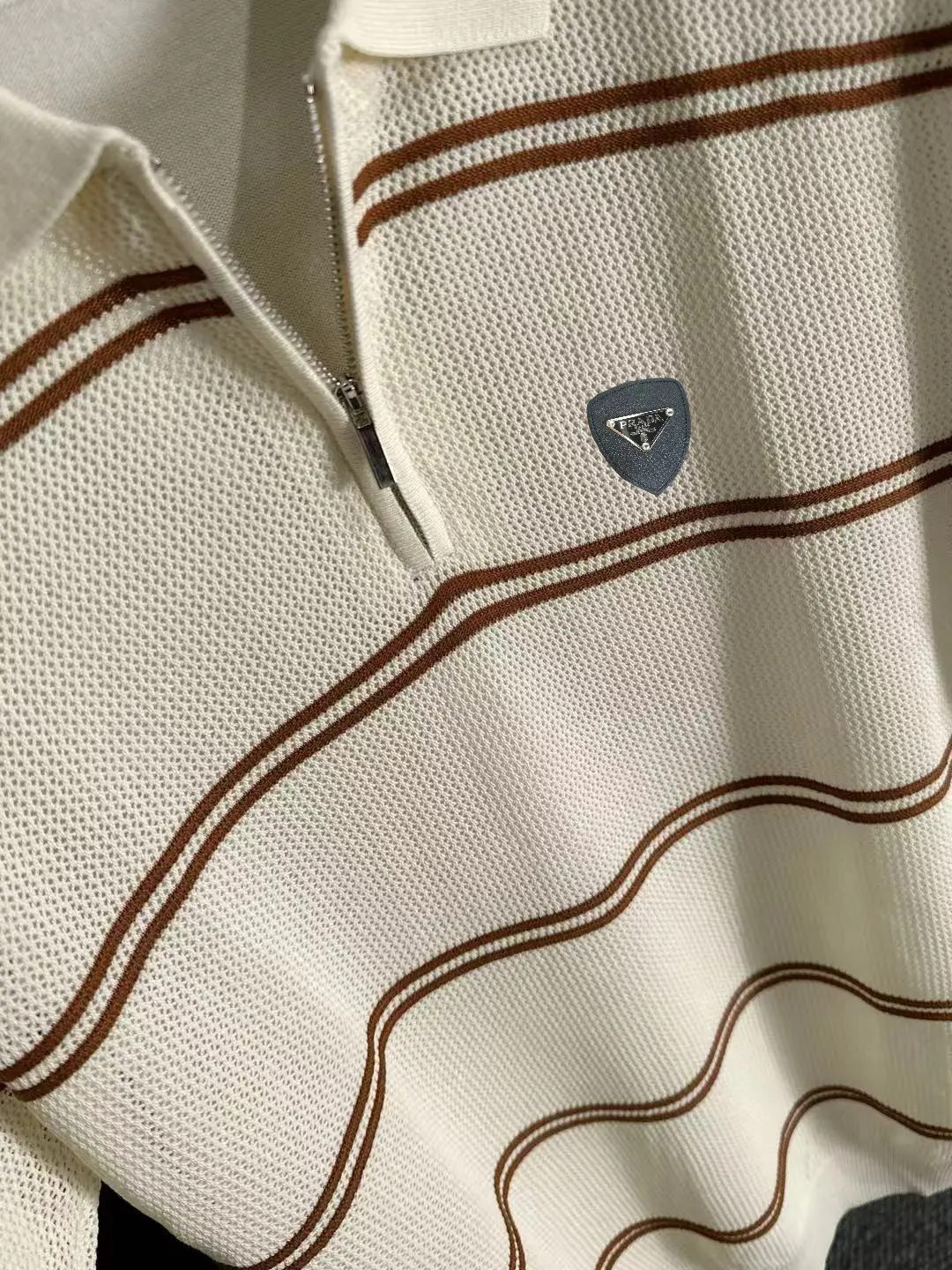 Striped Knit Half-Zip Polo Shirt D20015194 — view 7