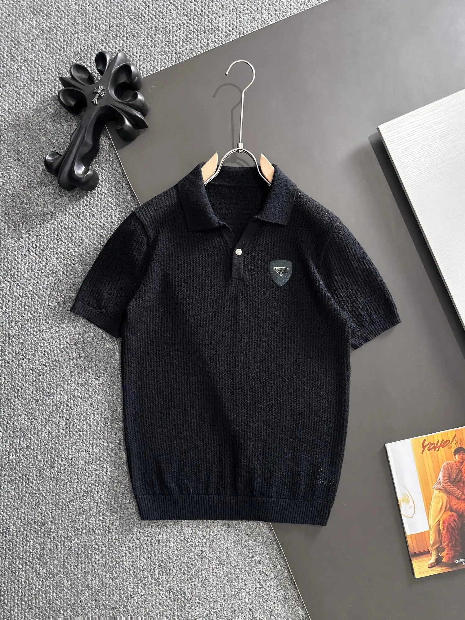 Open-Knit Short-Sleeved Polo Shirt D20015211
