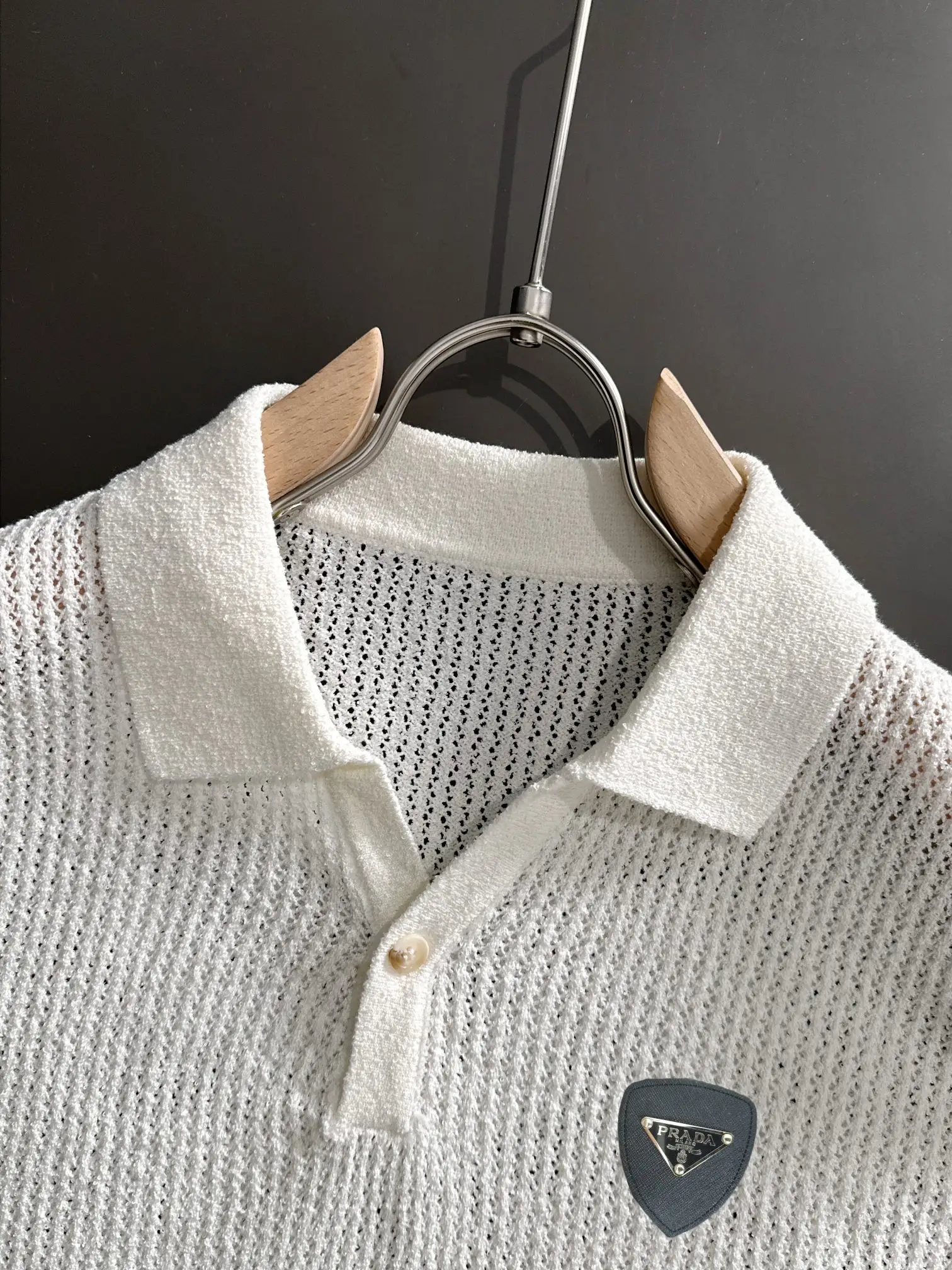 Open-Knit Cotton-Blend Polo Shirt D20015212 — view 3