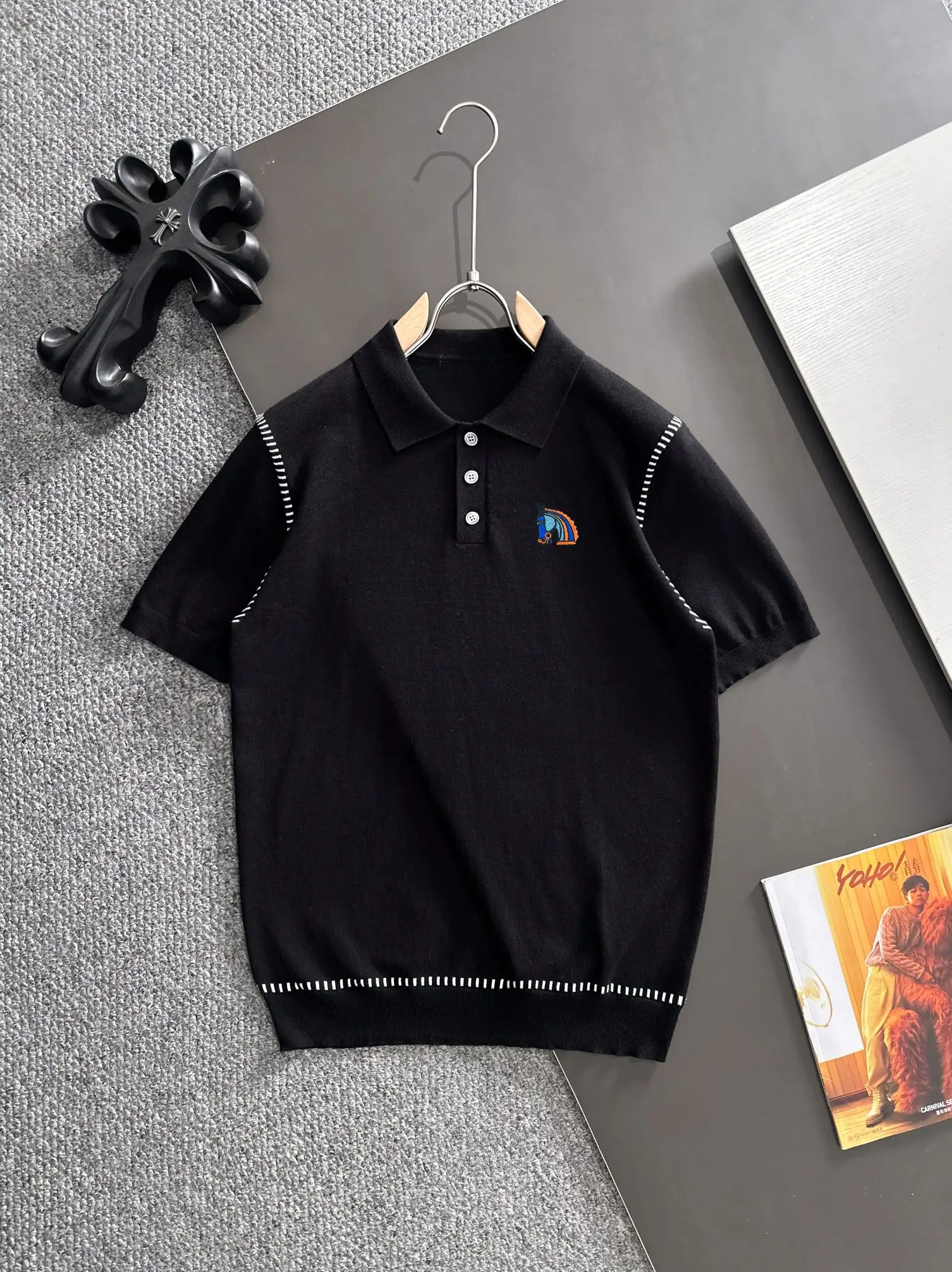 Contrast Stitch Knit Polo Shirt D20015203