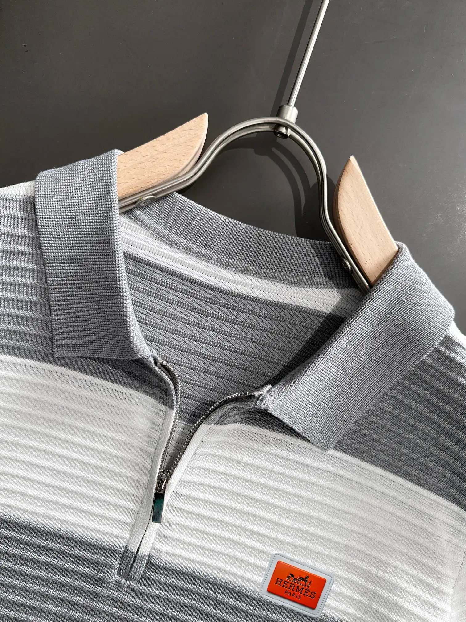 Striped Knit Half-Zip Polo Shirt D20015217 — view 3