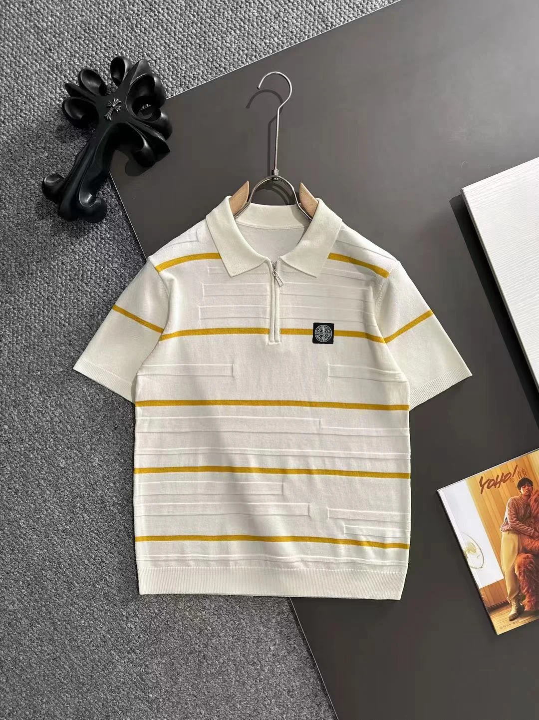 Striped Half-Zip Knit Polo Shirt D20015183