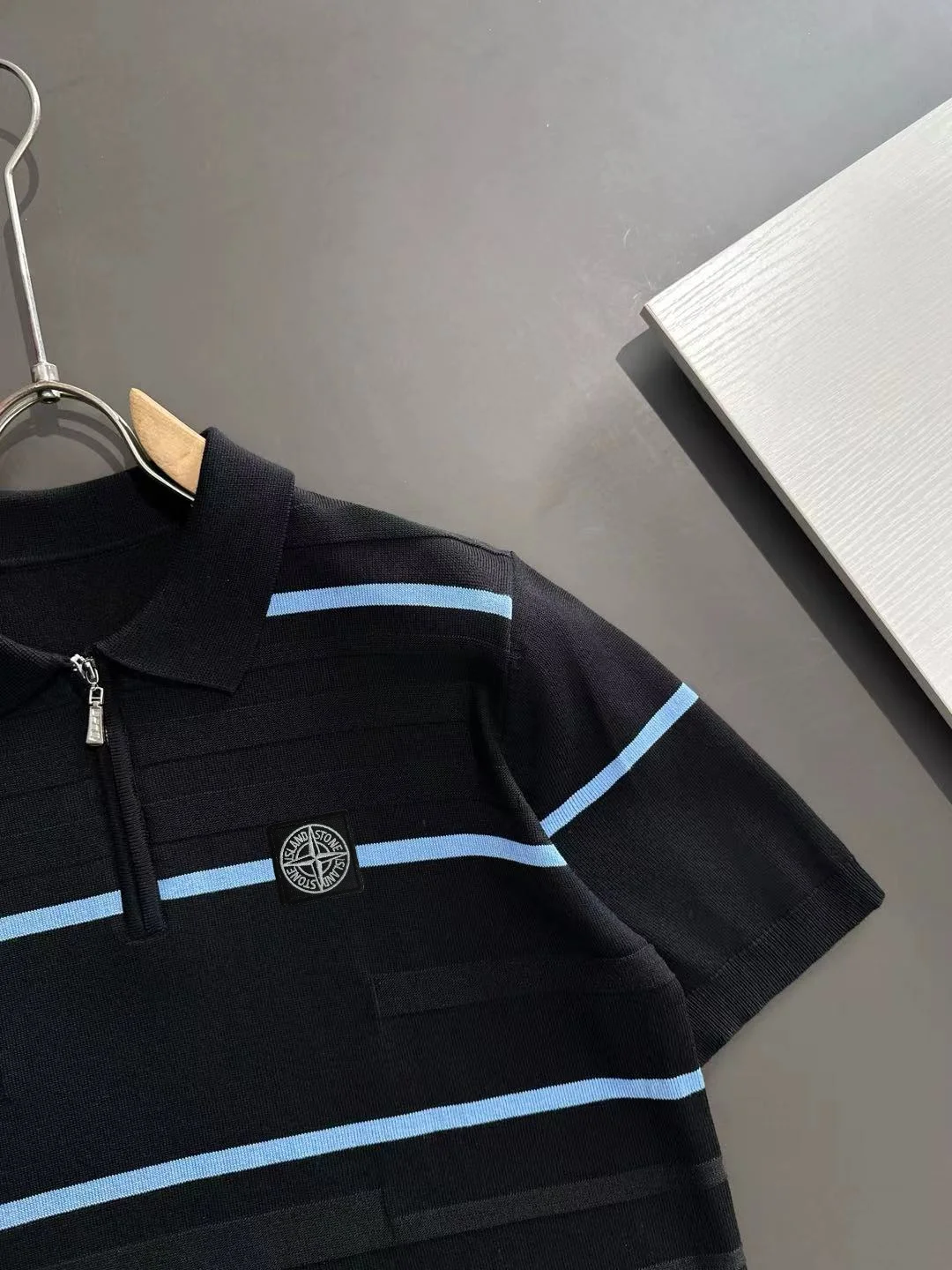 Striped Knit Half-Zip Polo Shirt D20015182 — view 2