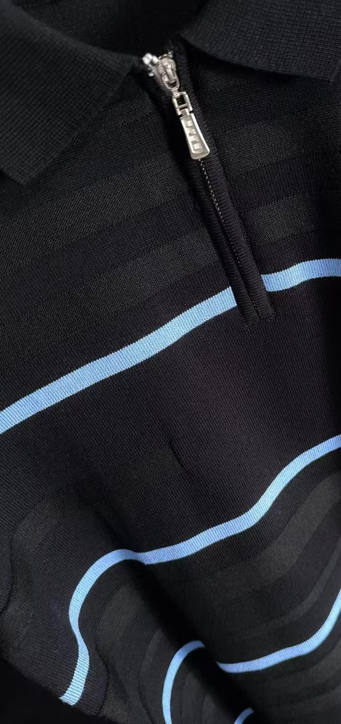 Striped Knit Half-Zip Polo Shirt D20015182 — view 7