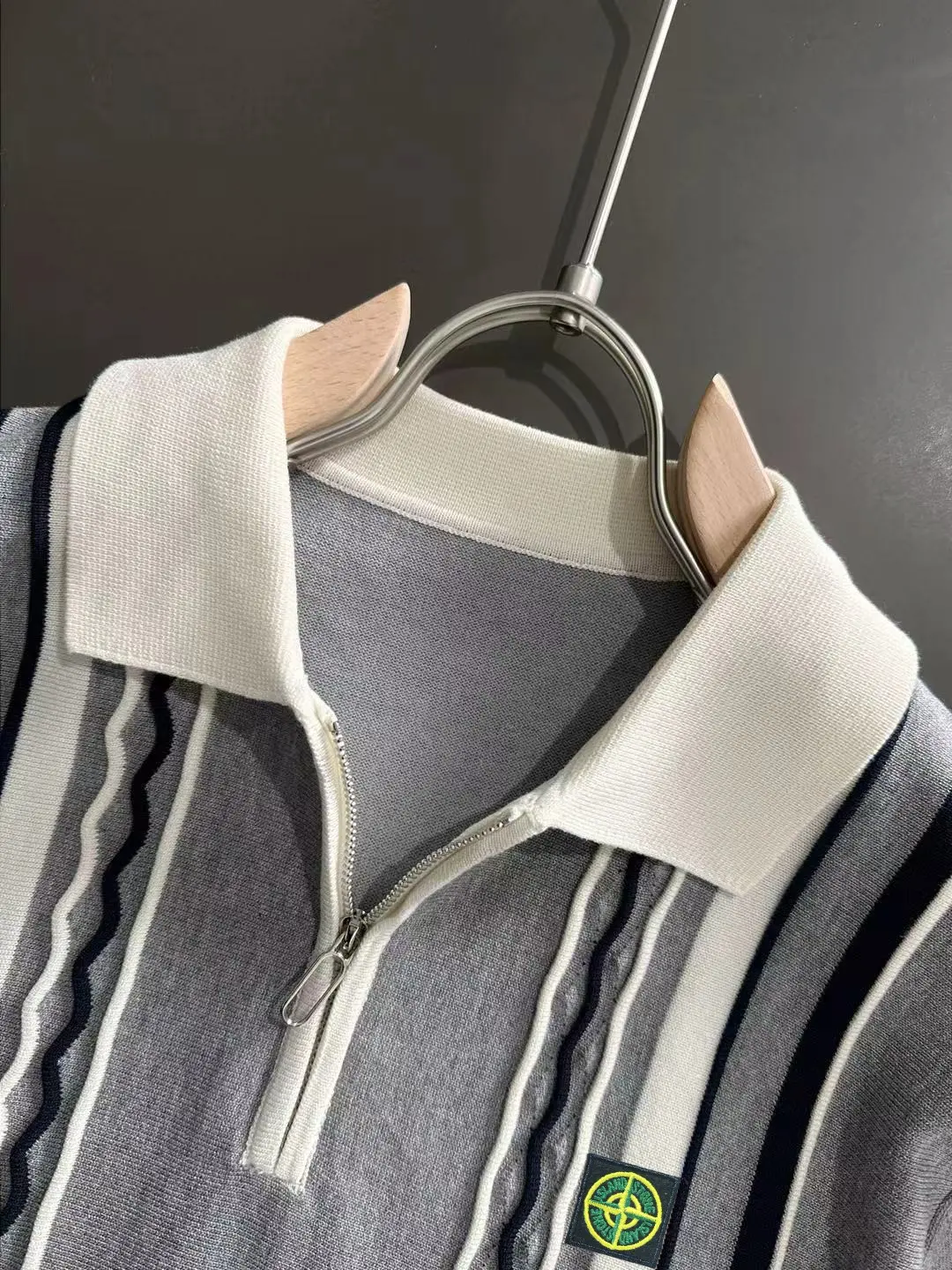 Striped Quarter-Zip Knit Polo Shirt D20015244 — view 3