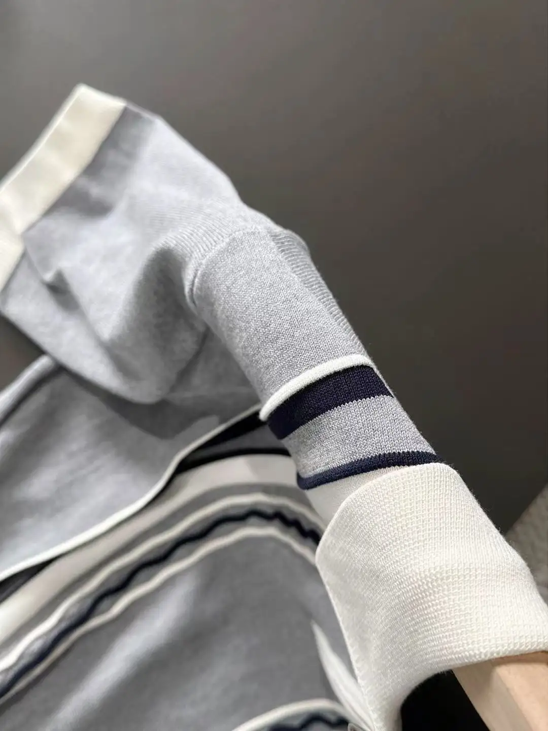 Striped Quarter-Zip Knit Polo Shirt D20015244 — view 4