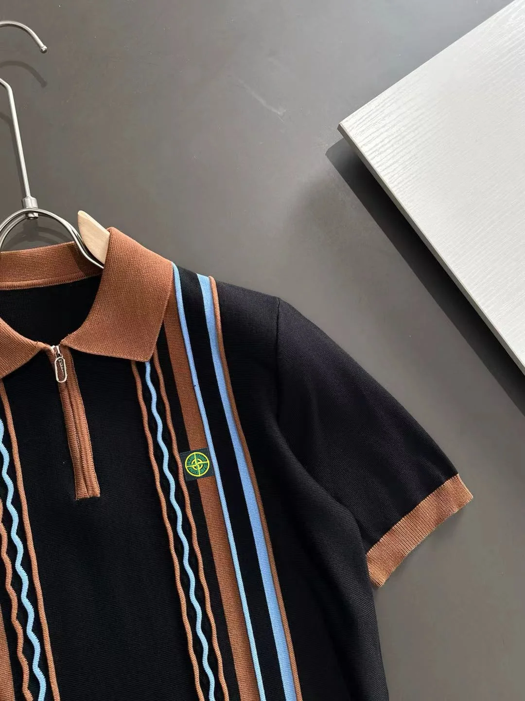 Striped Quarter-Zip Knit Polo Shirt D20015245 — view 2
