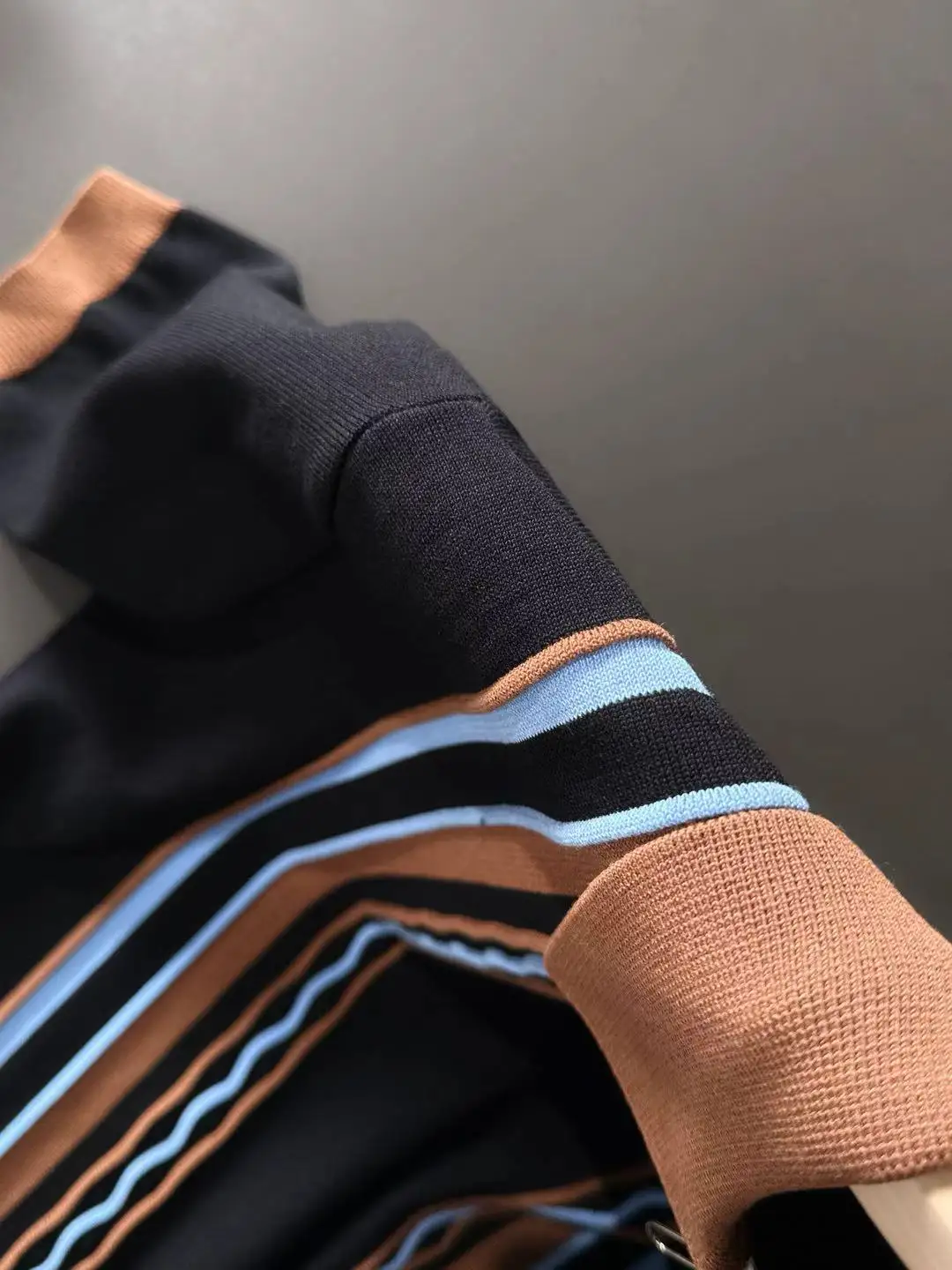 Striped Quarter-Zip Knit Polo Shirt D20015245 — view 4