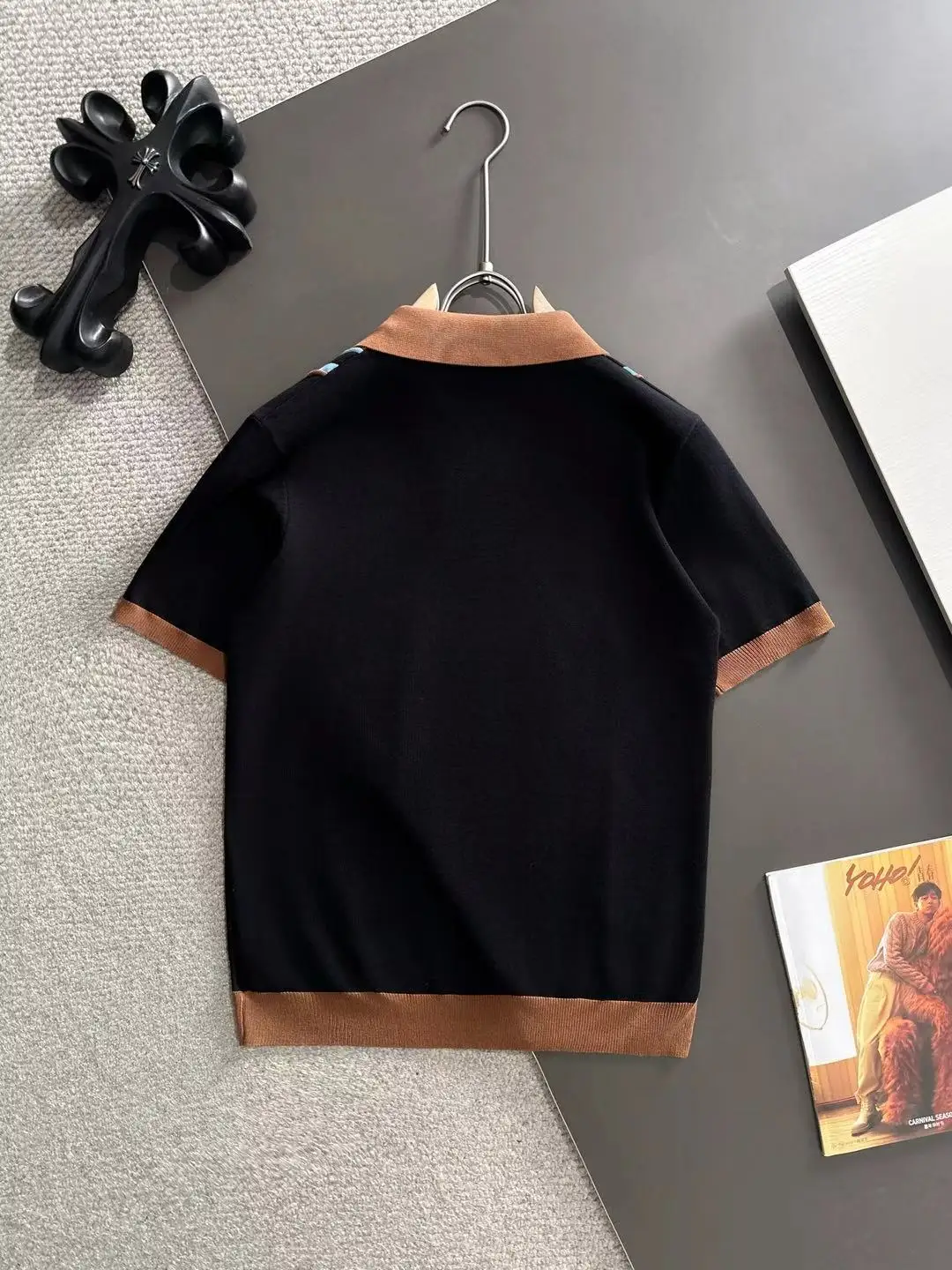 Striped Quarter-Zip Knit Polo Shirt D20015245 — view 9