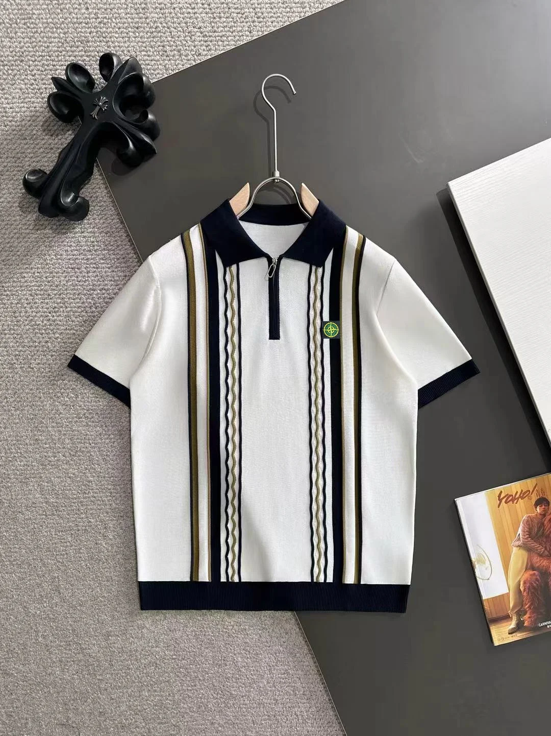 Striped Half-Zip Knit Polo Shirt D20015243
