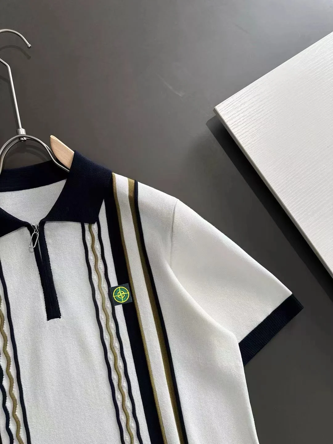 Striped Half-Zip Knit Polo Shirt D20015243 — view 2
