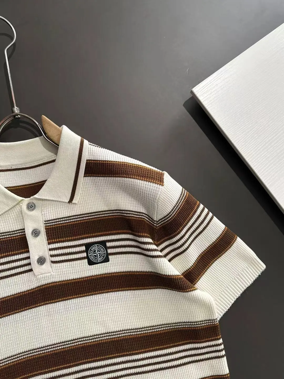 Striped Knit Short-Sleeve Polo Shirt D20015171 — view 2